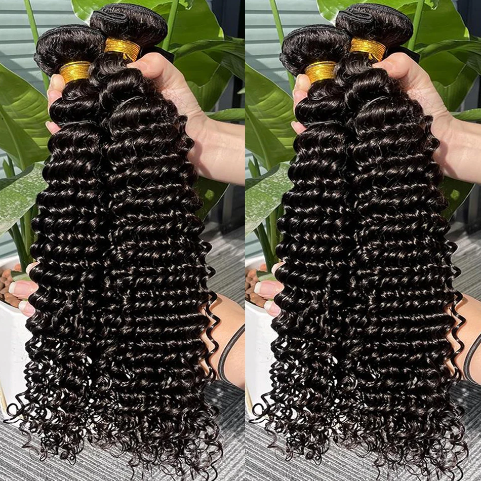 เปรู Deep Wave เส้นผมมนุษย์ Water Wave หลวม Deep Wave Curly Bundles เส้นผมมนุษย์1 3 4 PCS 30นิ้วยาวที่ยืดผม