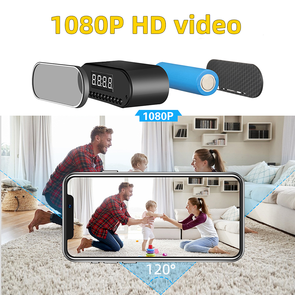 Reloj con cámara Wifi Full HD 1080P, Control inalámbrico, visión nocturna IR, videocámara de vigilancia de seguridad para el hogar, cámara web interior