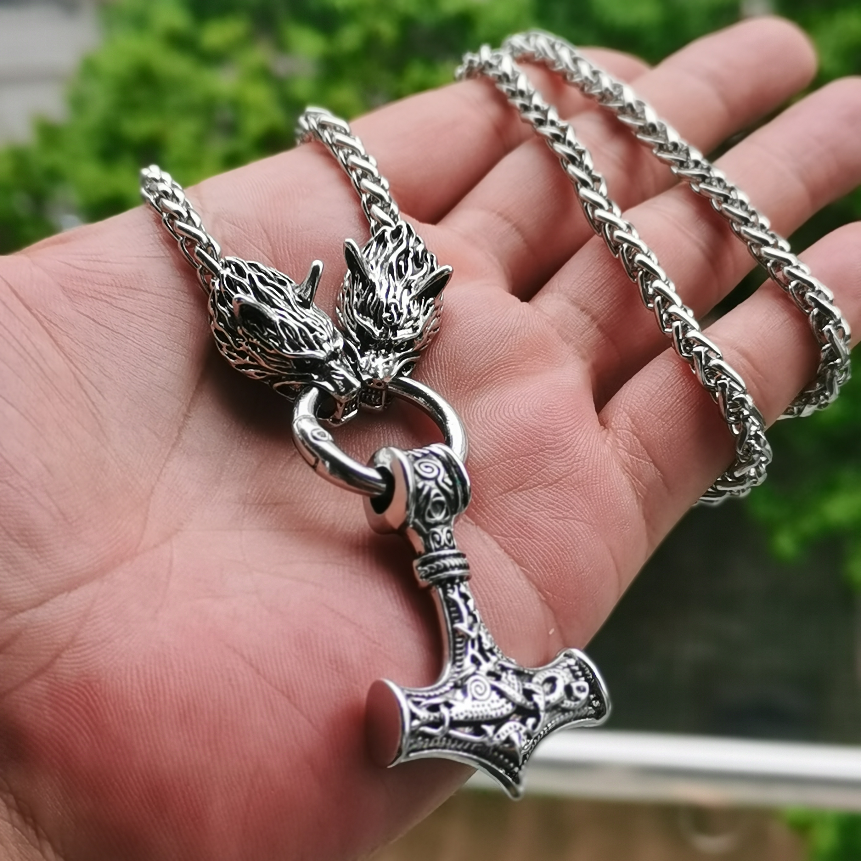 Cabeça de lobo encantos punk jóias pingentes nórdico celta menino masculino corrente colar viking escandinavo runa acessórios amuleto nórdico