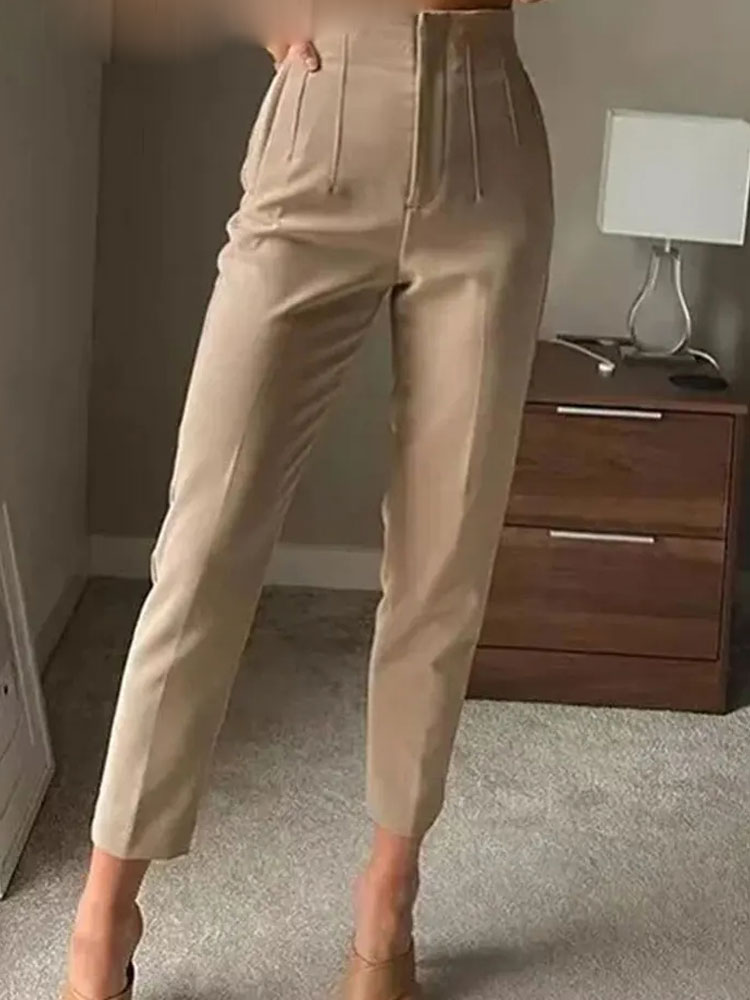 2024 Woman Solid Trouser High Waist Slim Zipper Fly Long Pants Female Wild Commute Office Lady Woman Pencil Pant Street