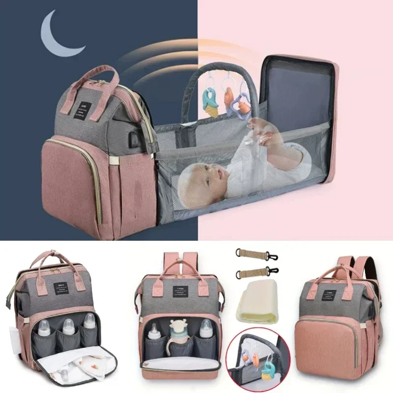 Sac de maman léger et Portable, lit de berceau pliant, sacs de maternité de voyage de grande capacité, sac à dos pour bébé, sac de sortie pour maman féminine