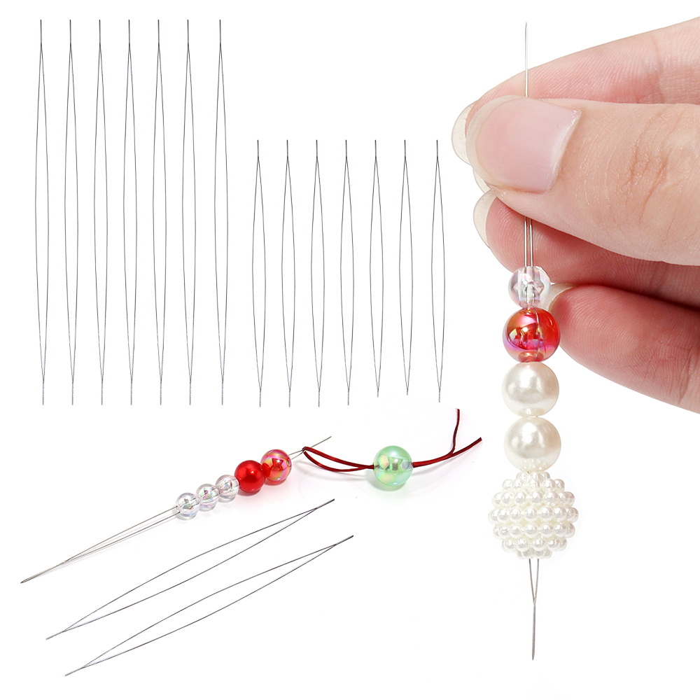 5pcs ประดับด้วยลูกปัดเข็มเปิด Big Eye Beading Pins สําหรับ DIY สร้อยคอเครื่องประดับทําเครื่องมืออุปกรณ์เสริม Self Threading เข็ม Pins