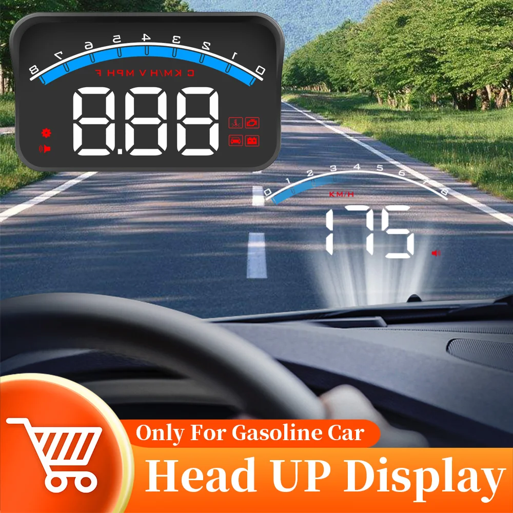 Nuevo M6S HUD pantalla frontal de coche OBD2 velocímetro reloj temperatura del agua voltios KM/h MPH electrónica automática proyector de parabrisas