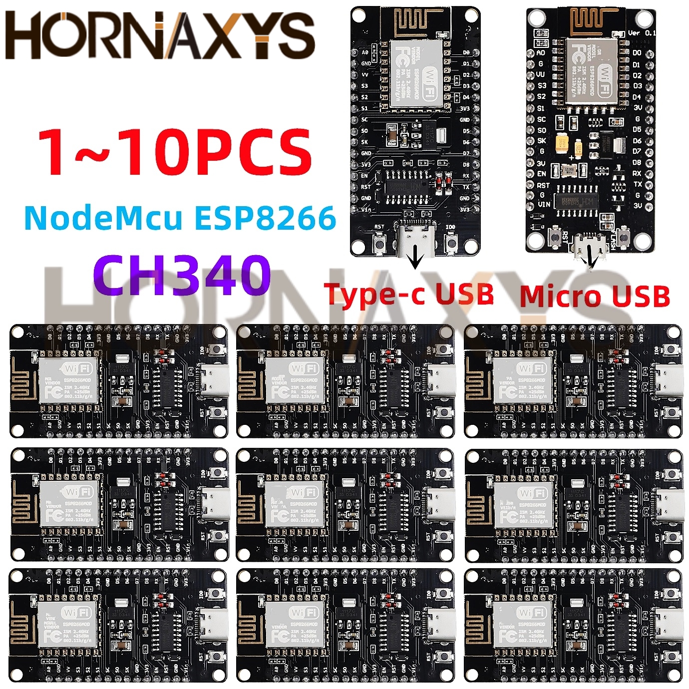 1-10pcs/ESP8266 NodeMCU LUA CH340 ESP-12E WiFi Internet Development Board 4M Flash Serial Wireless Module for Arduino Type-c usb