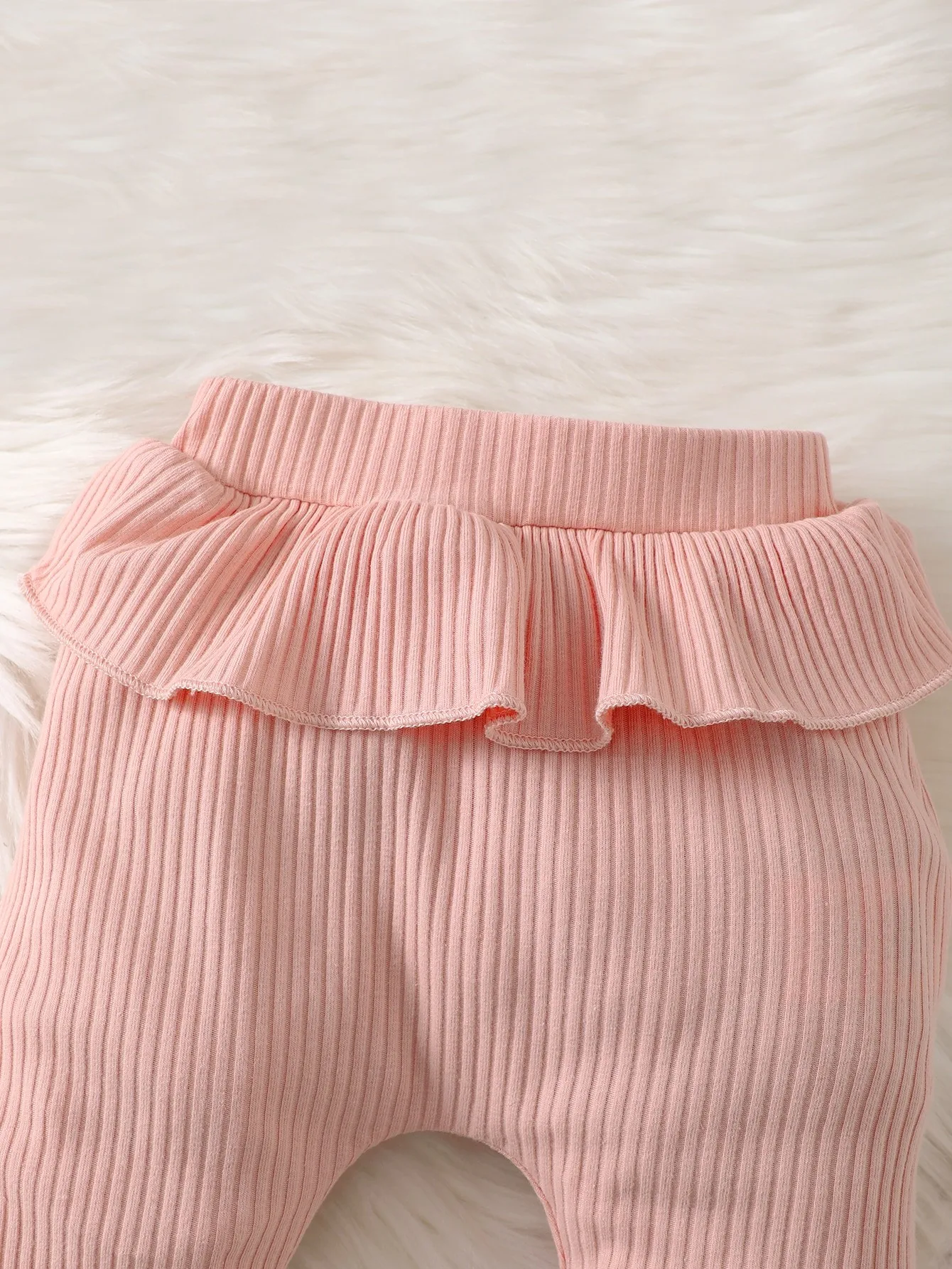 ฤดูใบไม้ผลิและฤดูใบไม้ร่วงเด็กผู้หญิง Ruffle Trim บอดี้สูทและกางเกงและแถบคาดศีรษะ