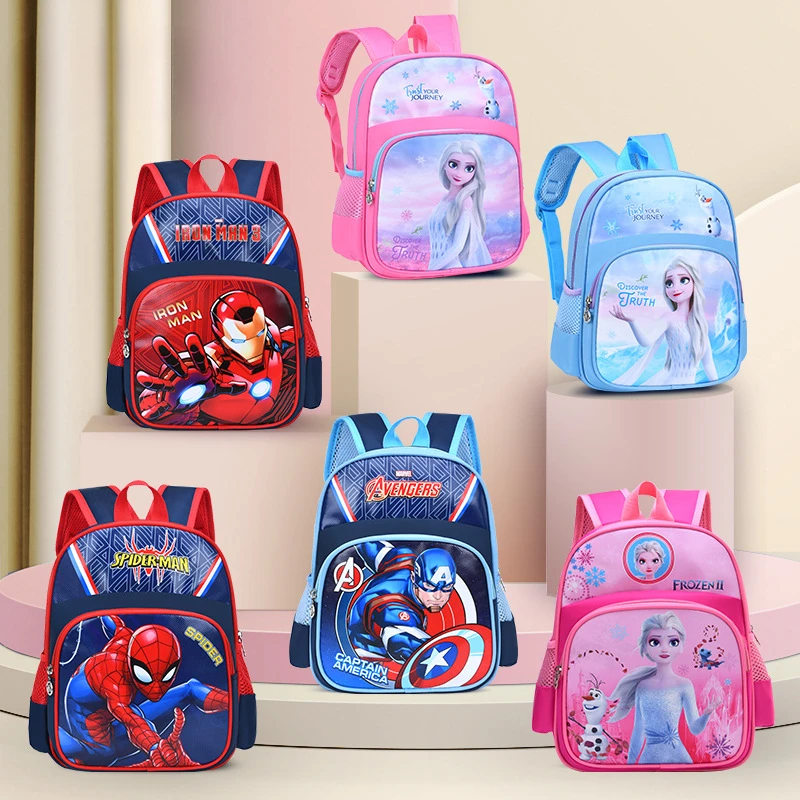 32X24X12CM Disney girls cartoon Spider-Man backpack lunch Elsa bag pencil cartoon Avengers girl boy gift bag school student gift