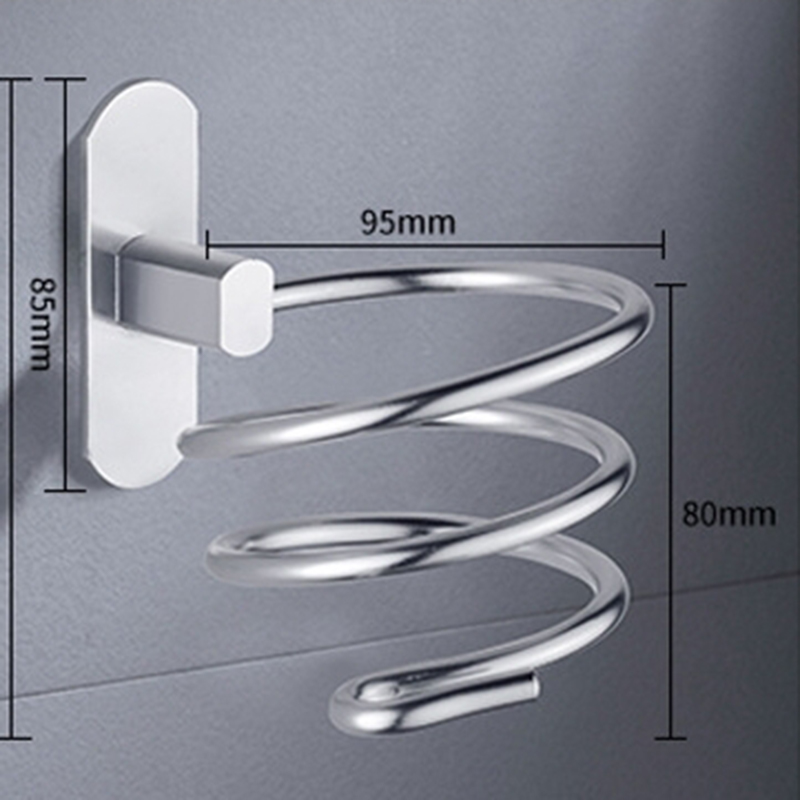 Hair Dryer Holder Wall-mounted Nail-free Space Aluminum Spiral Three-color Storage Wall Shelf Bathroom Shelf Storage Accessories