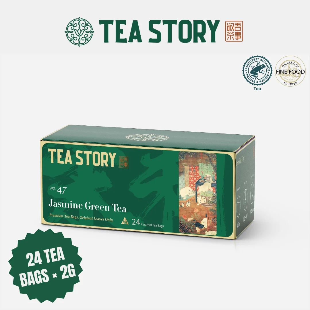 Tea Story Jasmine Green Tea Bags [Relaxation Pro] Nighttime Calming Scented Tea, Stress Relief 24 Tea Bags ×2g
