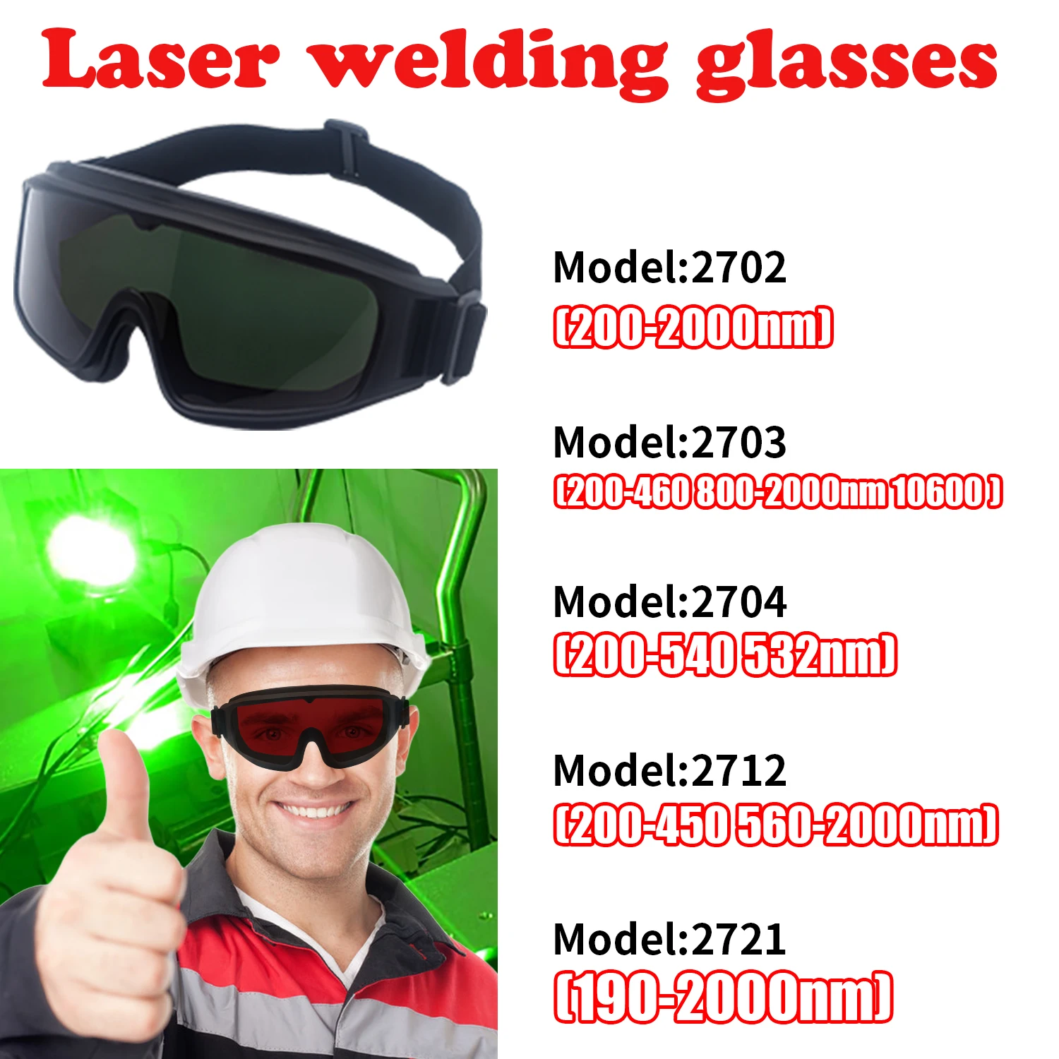 Gafas de protección láser 1064 532 455 808 10600nm OD5 gafas protectoras láser de soldadura 450nm gafas láser gafas láser