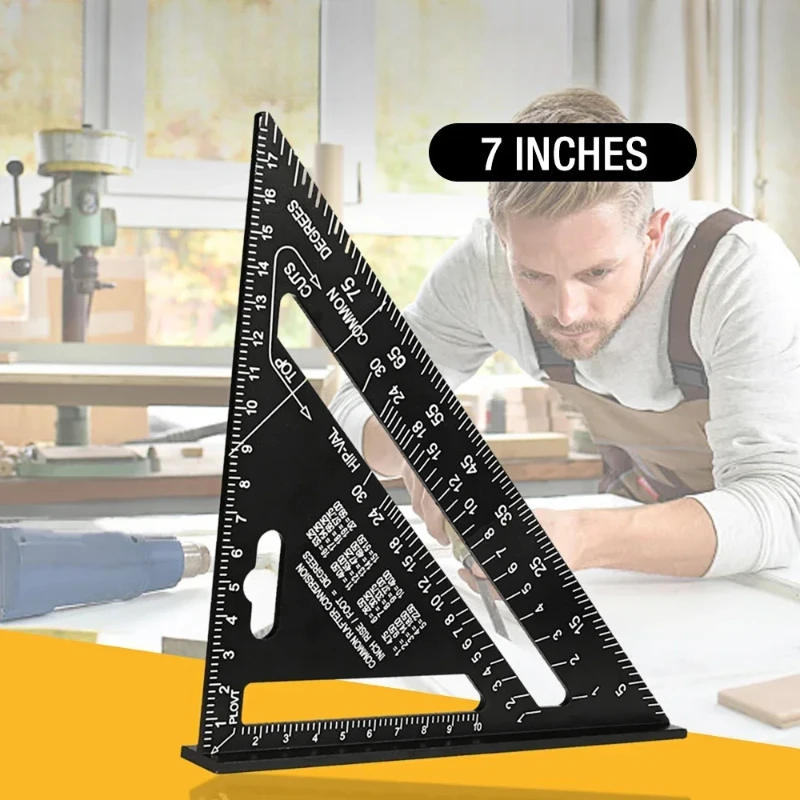 Herramientas de carpintería, regla Triangular, medidor de ángulo de aleación de aluminio, medición de velocidad métrica
