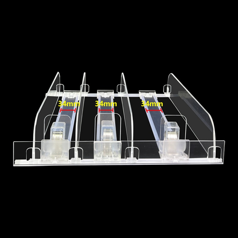 Pusher W3.4cm Divisore in plastica Sistema di spinta di ricarica automatica per scaffale del supermercato Organizzatore di bottiglie per bevande 1 confezione