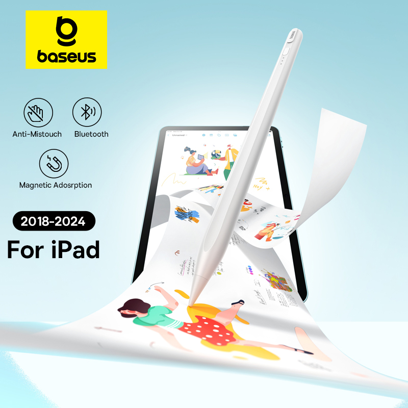 Bluetooth-стилус Baseus 3-го поколения для Apple Pencil Palm Rejection, совместимый с iPad pro Mini Air 2024 2022-2018 для Apple Pen
