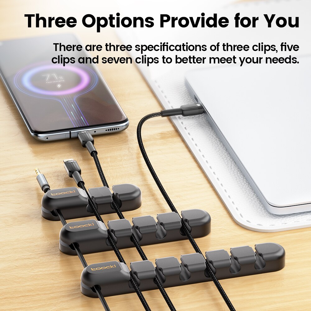 Toocki Kabel Draht Kabel Organizer Management 7-Loch-Halter USB Desktop Wickler Clip flexibel für Maus Tastatur USB Typ C Kabel