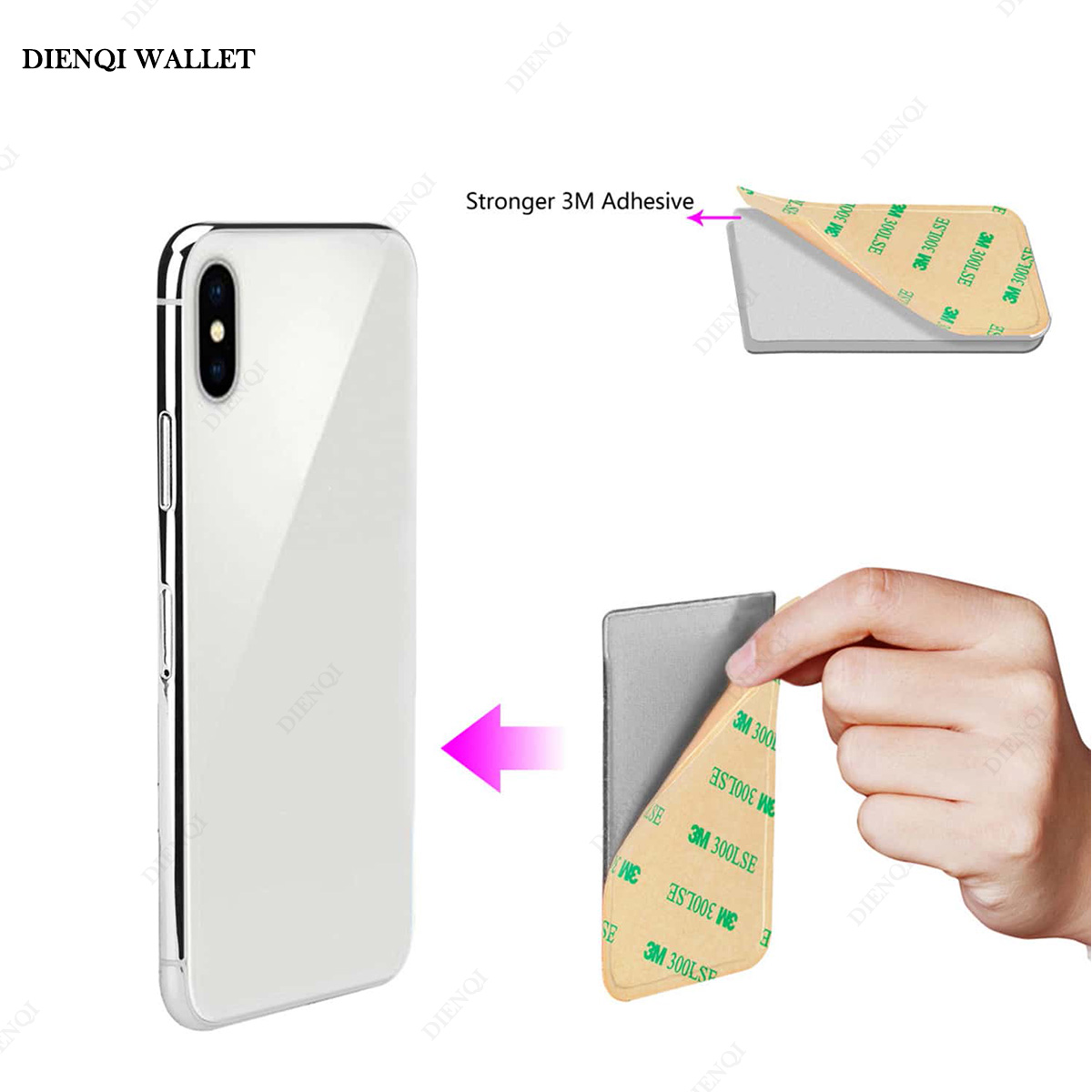 Porta carte per cellulare in tessuto elastico alla moda Porta carte per cellulare Porta carte d'identità di credito Adesivo adesivo Borsa per soldi tascabile