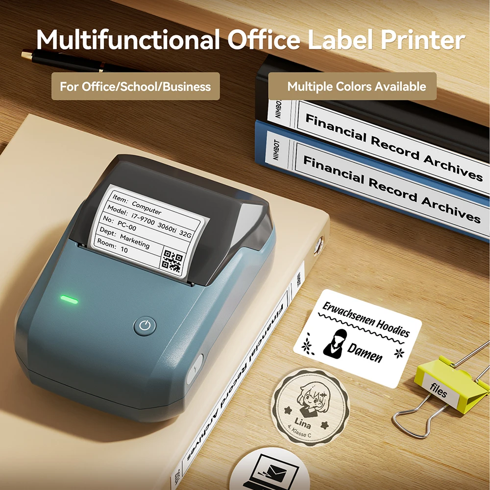 Portátil niimbot b1 fabricante de etiquetas sem fio adesivo impressora máquina de rotulagem diy 20-50mm etiquetas para escritório casa
