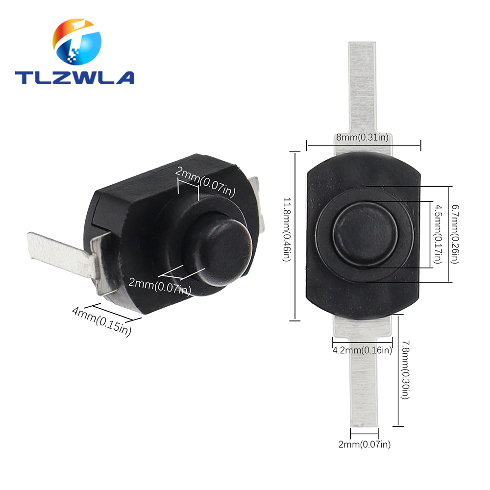 10 Chiếc 12*8MM DC 30V 1A Vào Tắt Mini Nút Ấn Công Tắc Điện Cho Đèn Pin 1208YD tự Khóa