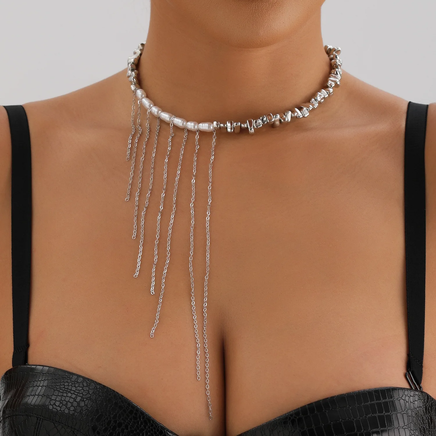 LATS-collar versátil con borlas y cuentas, cadena para el cuello de longitud ajustable para ropa de fiesta, accesorios de joyería de moda, regalo