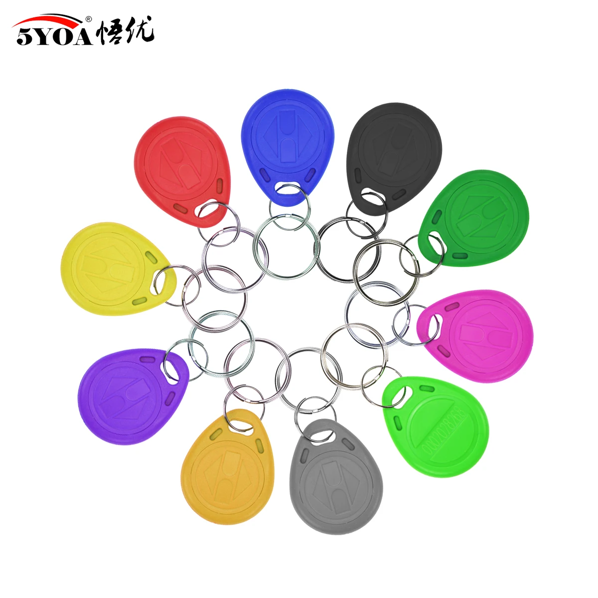 5YOA 50pcs EM4305 T5577 Copy Rewritable Writable Rewrite EM ID Keyfobs RFID Tag Key Ring Card 125KHZ Token Badge Duplicate