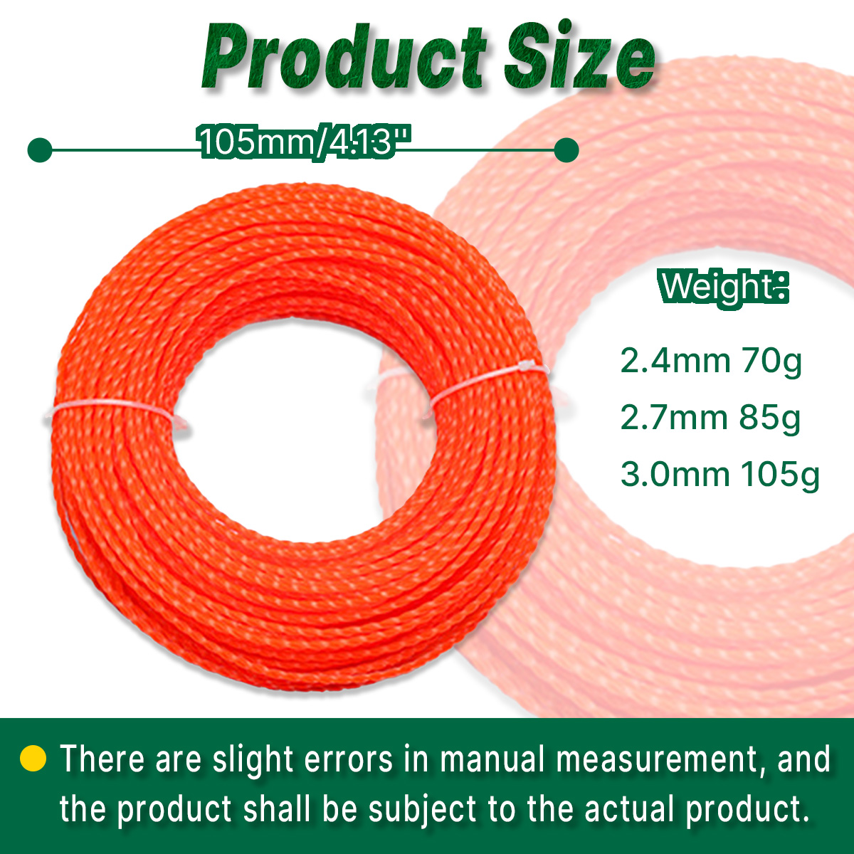 Cortacésped de nailon de 15m x 2,4mm/2,7mm/3mm, cortadora de césped, cortadora de cepillo, hilo de corte, accesorio para cortacésped