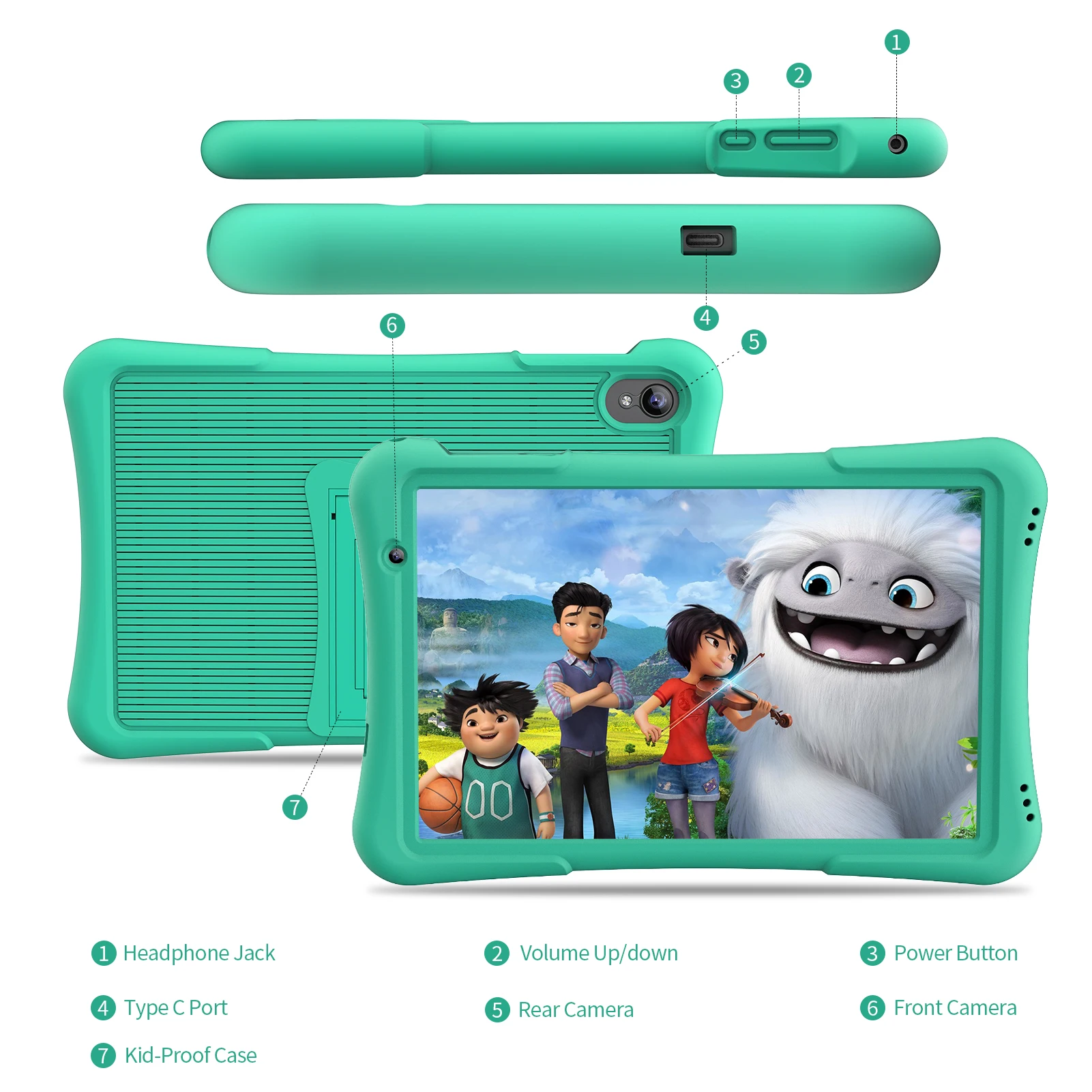 PRITOM 10-Zoll-Kinder-Android-Tablet, 4 GB (2+2)+32 GB, Quad Core, 6000 mAh, WiFi 6, Dual-Kamera, Bluetooth, Kleinkind-Tablet