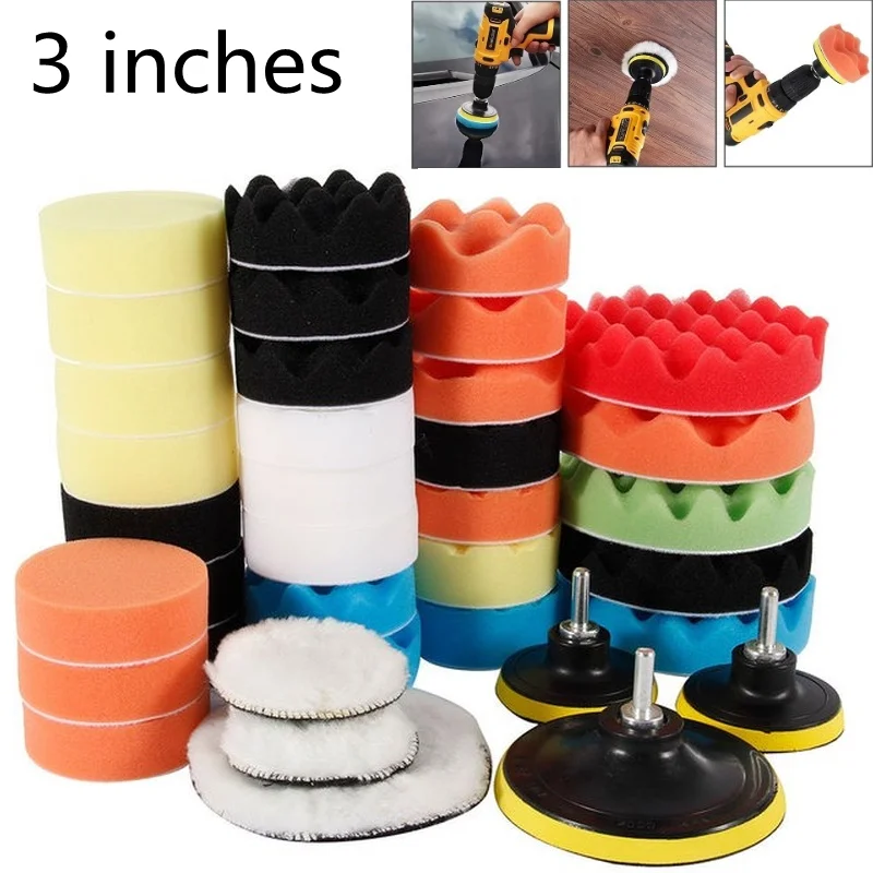 Kit de almohadillas de esponja para pulir autos, Kit de almohadillas de espuma, máquina pulidora, almohadillas de cera para automóviles, motocicletas, vehículos de motor, elimina arañazos