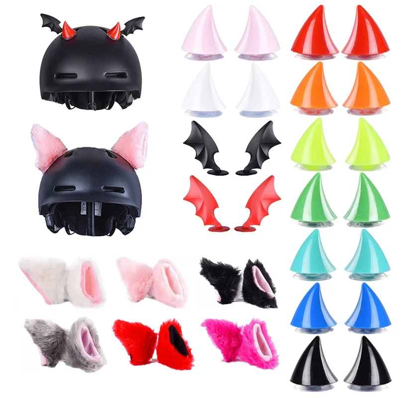 2 uds casco de motocicleta colorido cuernos de diablo decoración de orejas de gato Universal motocicleta bicicleta coche estilo decoración casco pegatinas