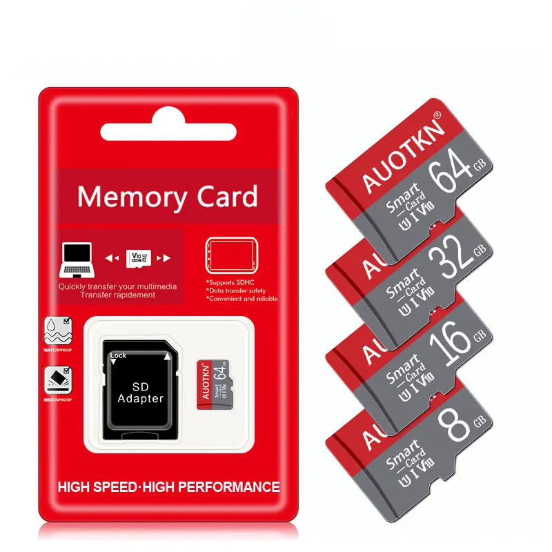 Высокоскоростная карта Micro TF SD 128 ГБ 256 ГБ 512 ГБ Карта памяти класса 10 8 ГБ 16 ГБ 32 ГБ V10 TF-карта для смартфонов, камеры и динамиков