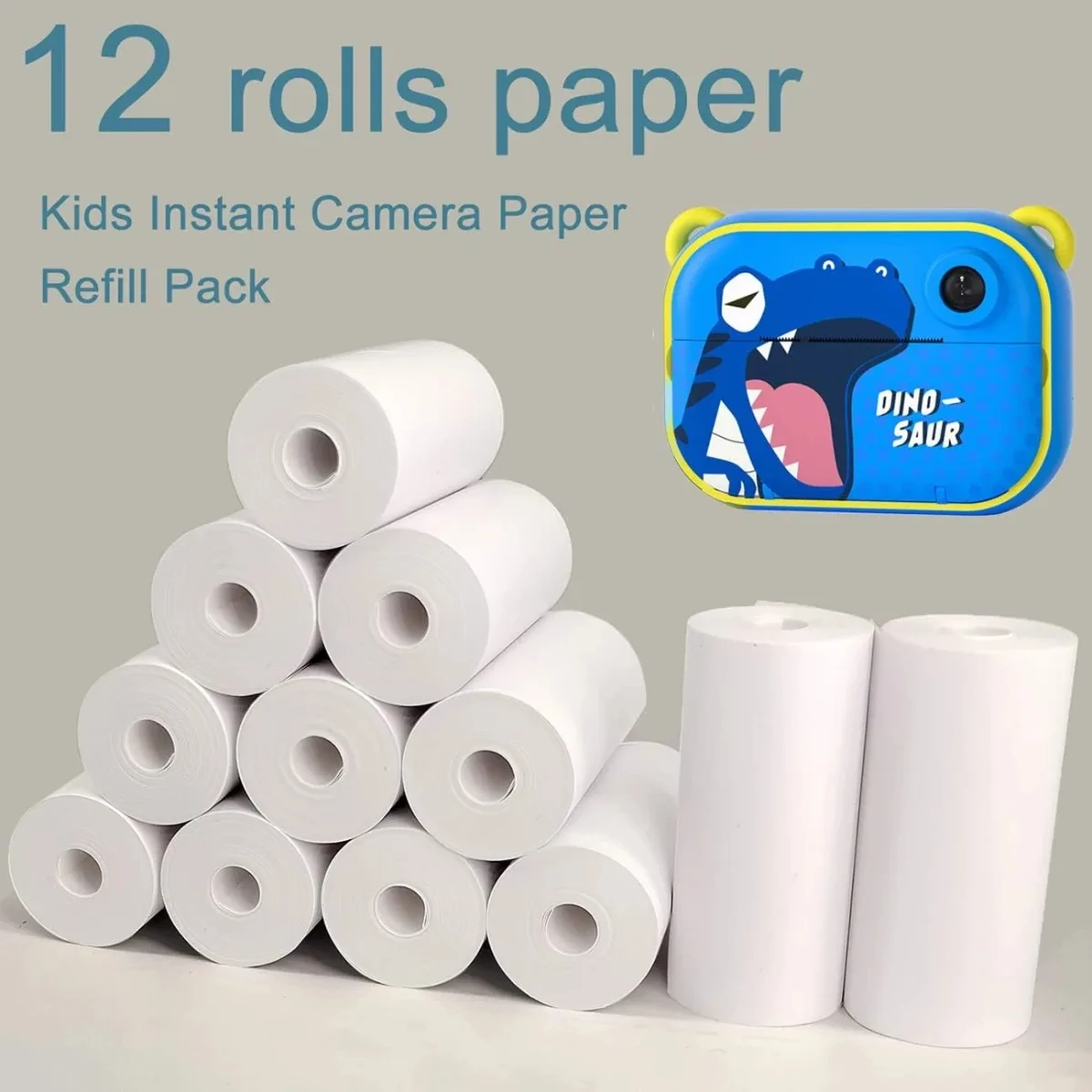 Recharge d'appareil photo instantané pour enfants, 12 rouleaux, Film en papier d'impression, impression thermique sans noyau pour caisse enregistreuse Portable de 57mm, imprimante Mobile