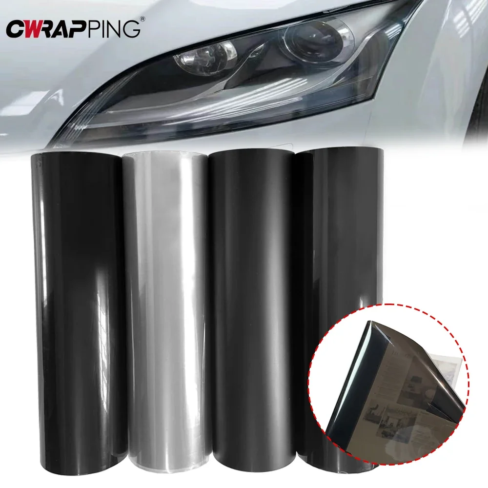 30*200cm tinte de faros de coche luz antiniebla luz trasera tinte negro pegatinas de vinilo película impermeable para accesorios de faros de coche