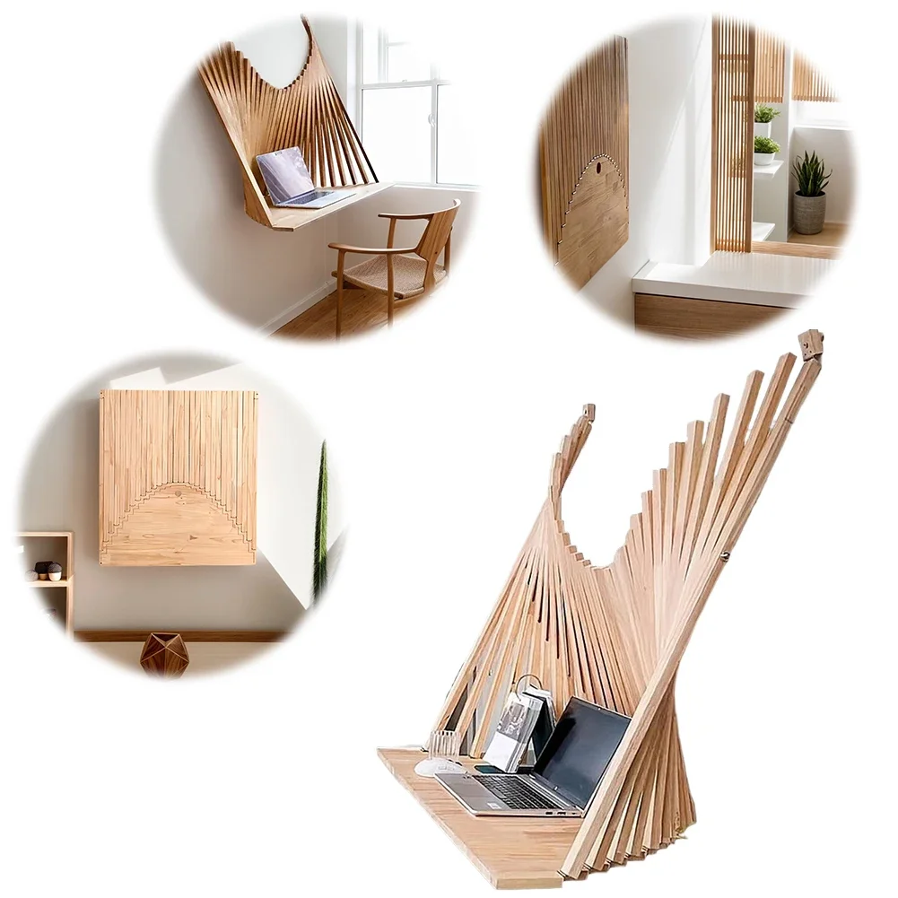 Folding Desk Wall Mounted Foldable Wall Table Fashionable Creative Hanging Wall Folding Table Solid Wood Computer Folding Table