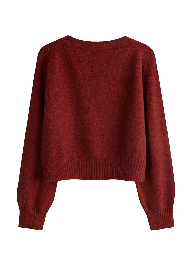 Versão coreana do outono e inverno feminino cardigan de malha diagonal com decote em v camisola feminina de manga comprida único breasted