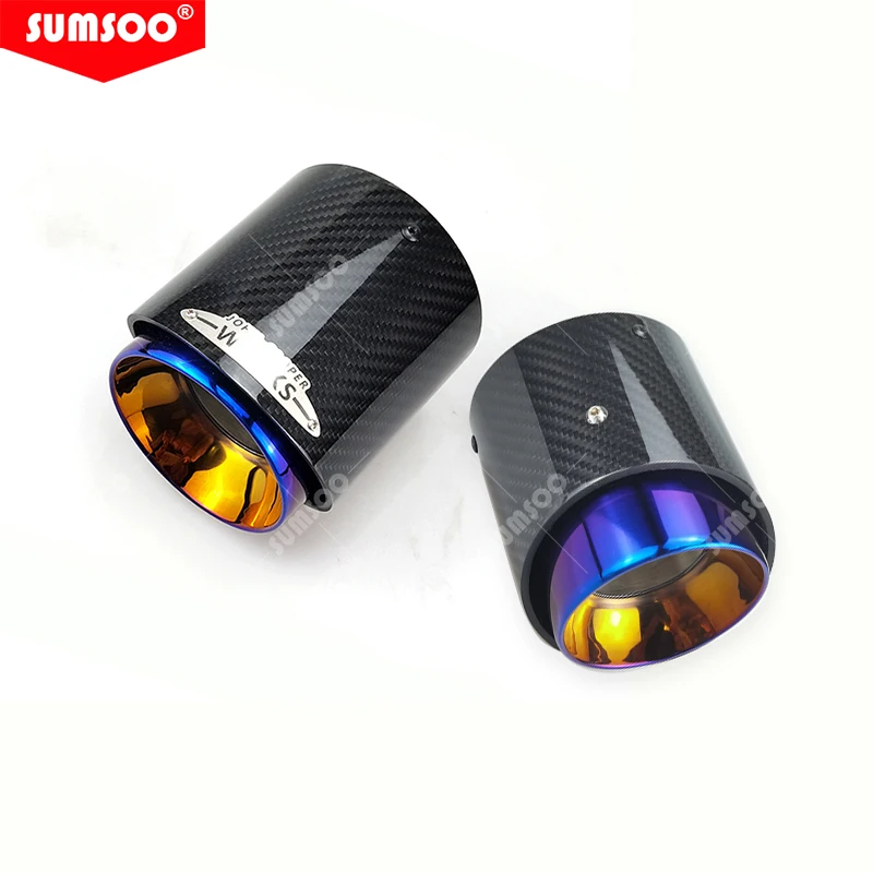 Sumoo genuíno 1 peça ponta silenciadora preta cromada e fibra de carbono adequada para mini cooper ponta de escape r55 r56 r57 r58 r59 r60 r61