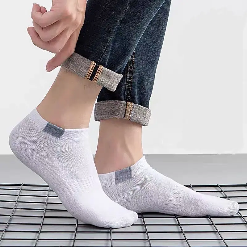 5 pares moda pano padrão barco meias primavera e verão fino estilo Mens cor sólida meias casuais esportes meias