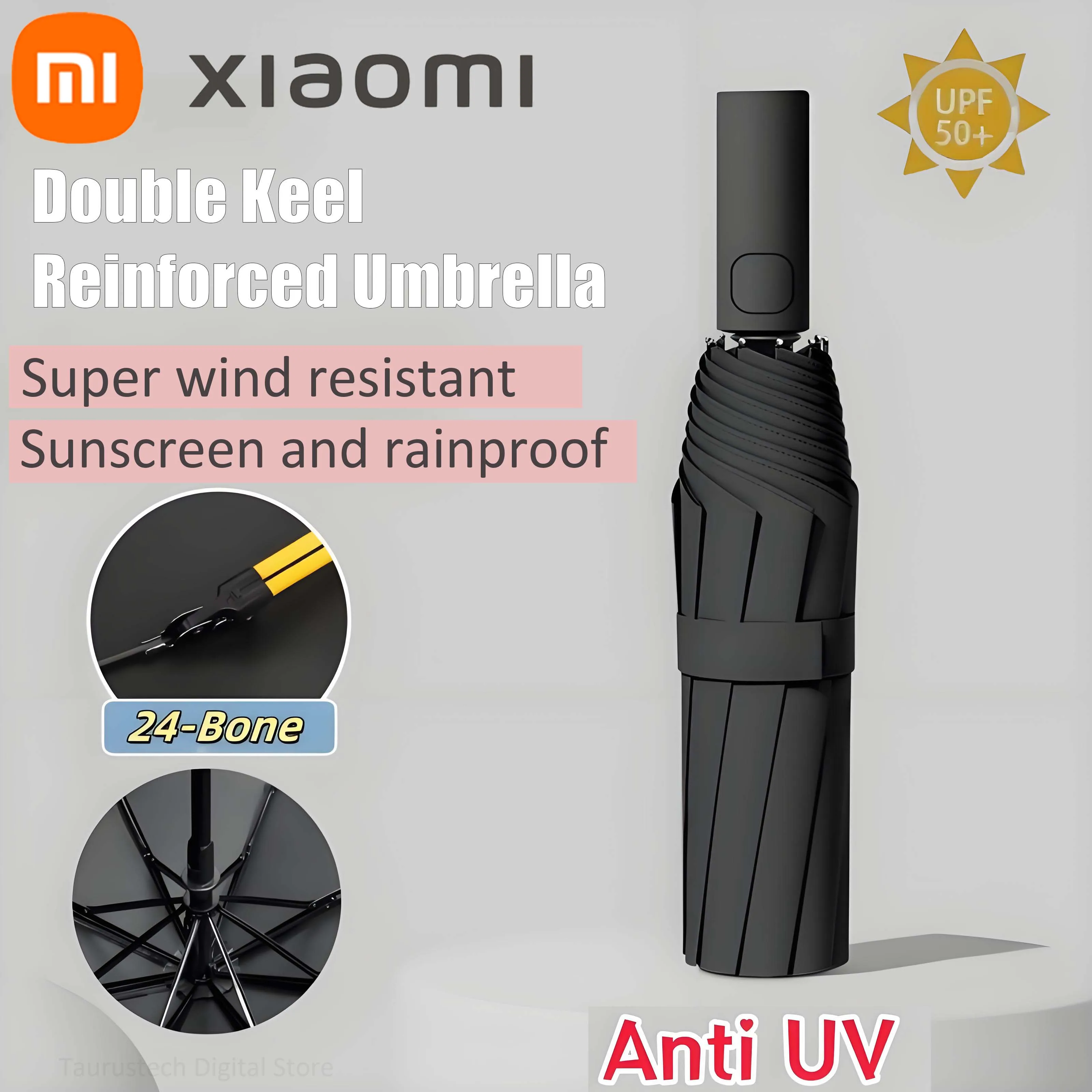Полностью автоматический складной зонт с двойной костью Xiaomi 24, защита от солнца и ультрафиолета, защита от дождя и сильного ветра
