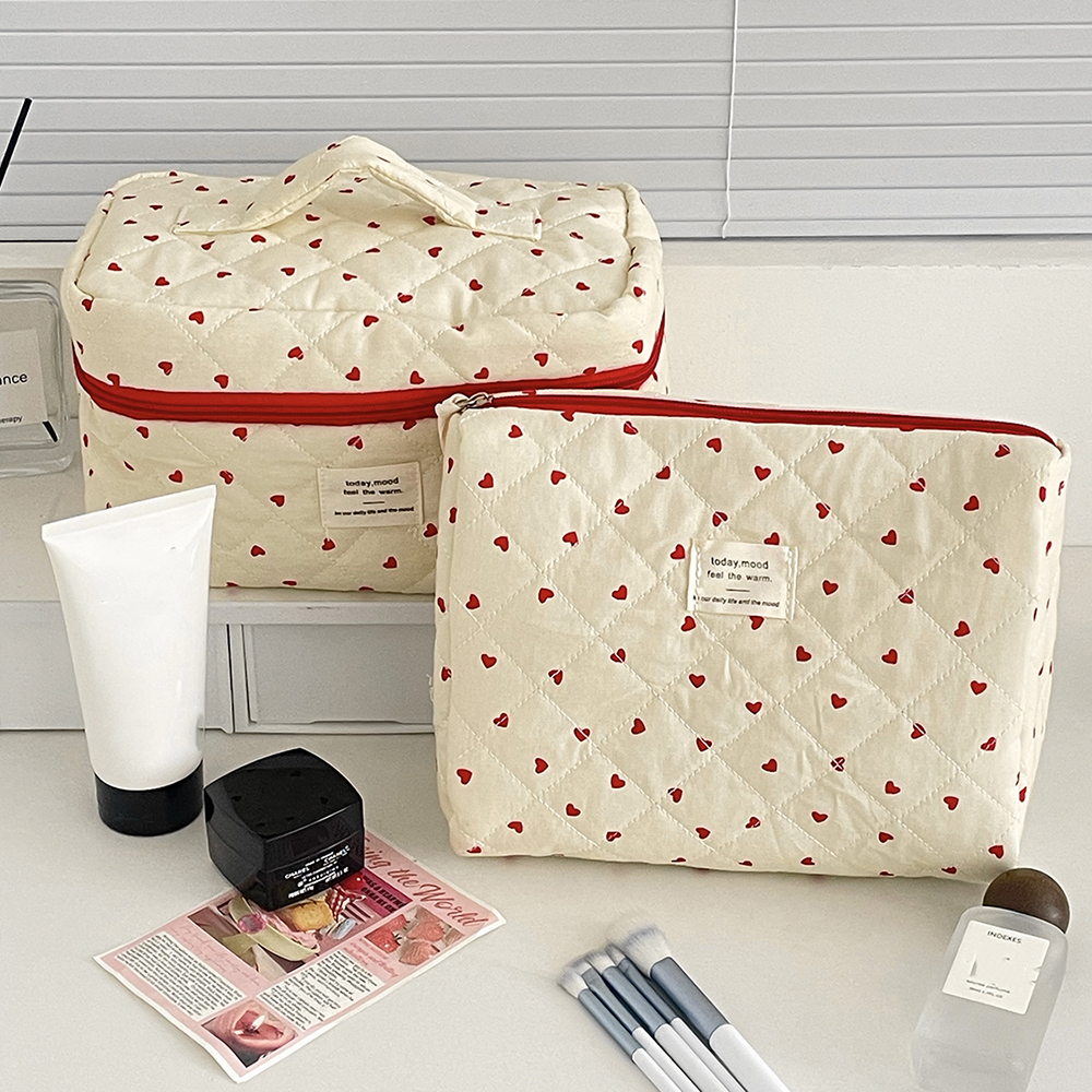 Mode Ins Hart Vrouwen Quilten Make-up Tas Grote Capaciteit Toilettas Cosmetische Opbergtas Handtas Dames Rits Make-up Tas