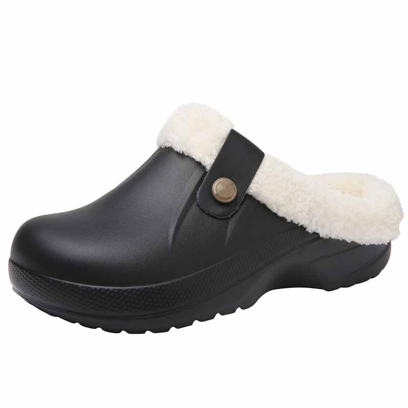 Evshine tamancos quentes de inverno masculinos, chinelos de jardim à prova d'água, tamancos de pele, chinelos de pelúcia felpudos, sapato de quarto para ambientes internos e externos
