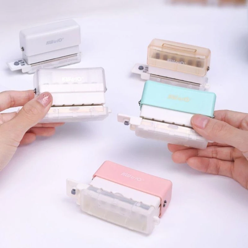KW-TRIO Mini Portable Multi-Color Punch Hole Binder Punch 6-Hole Punch Multi-Functional Study Organizer Hole Punch
