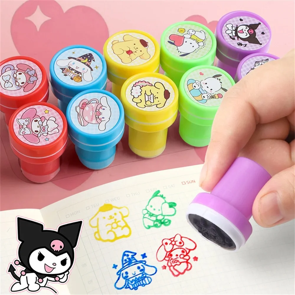 Sanrio Francobolli Kawaii Cartoon Cinnamoroll Kuromi Melody Pochacco Pompompurin Bambini Sigillo Premio per feste Giocattoli Regali di Natale