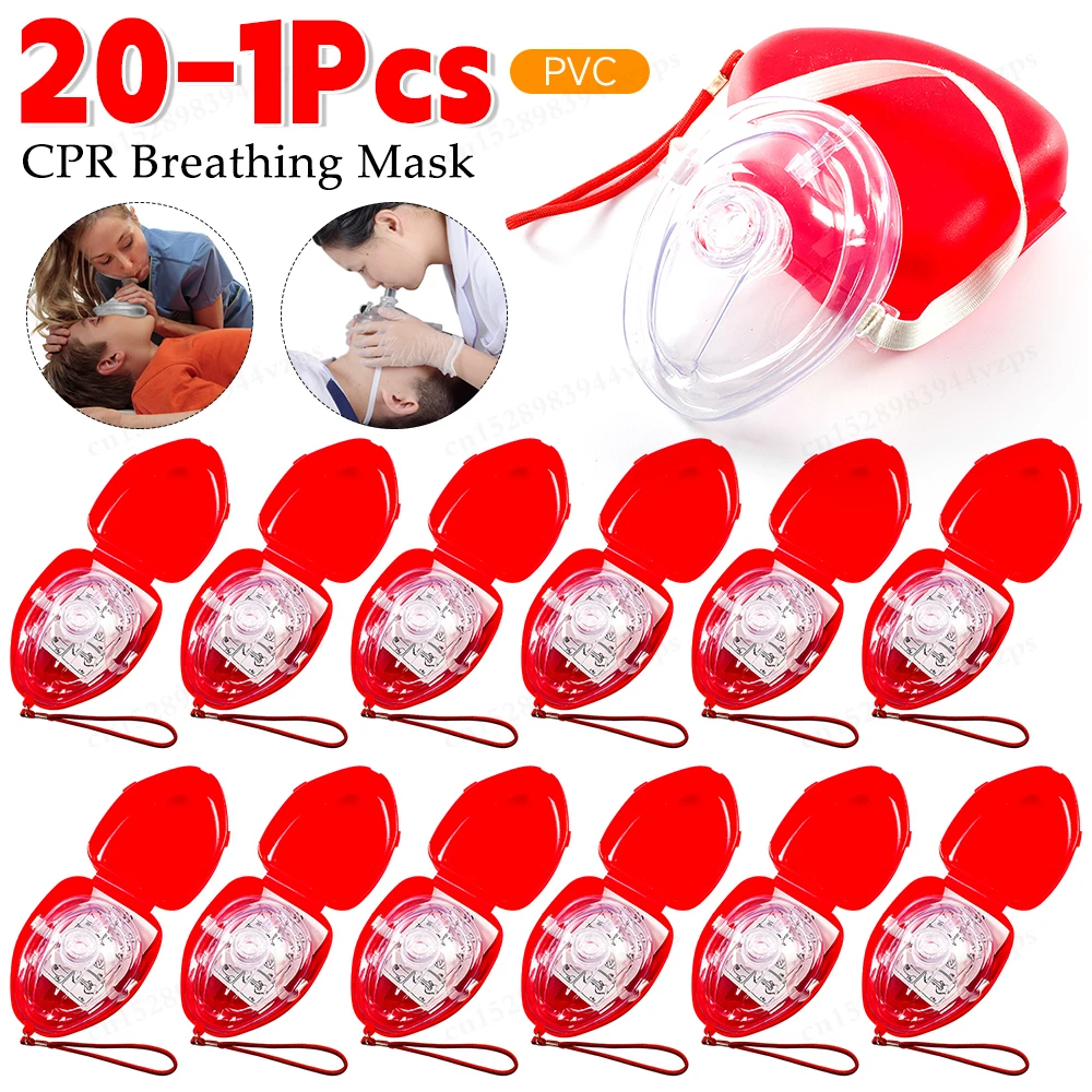 10-1 pces máscara de cpr de emergência com válvula unidirecional boca respiração máscara de resgate kits de primeiros socorros máscaras de respiração artificial reutilizáveis