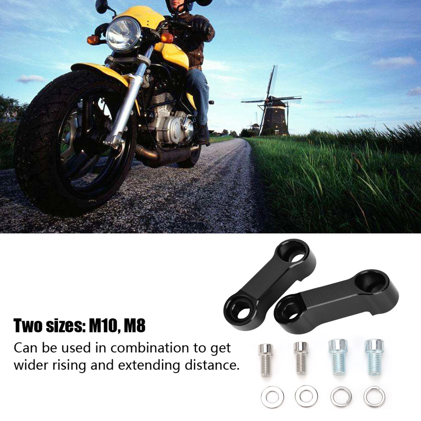 10mm 8mm lusterko wsteczne motocyklowe przedłużacz zestaw adapterów 8mm przedłużacz lusterka lusterko motocyklowe Adapter 10mm lustro