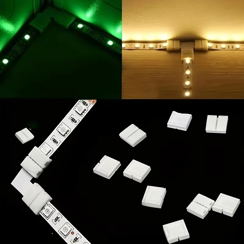 Conectores led de 4 pinos, conectores de canto de ângulo reto de 10mm de largura, adaptador sem solda, terminal de conector para 3528/5050 smd rgb, 1 peça