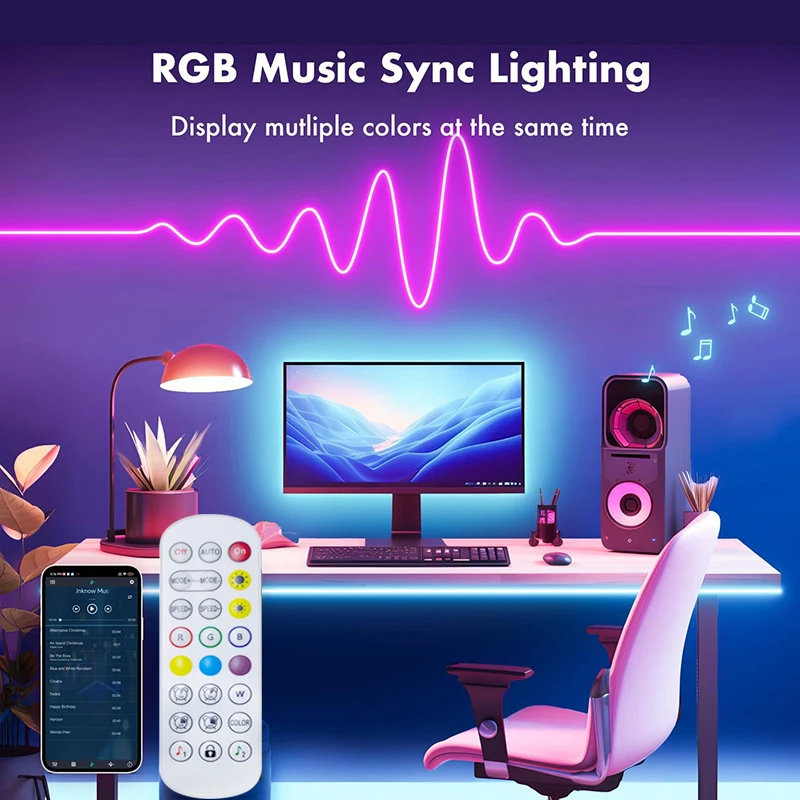 5V USB TUYA WIFI Neon LED Strip Lights RGB Silicone Neon Lamp Rope with WIFI App and Remote for DIY Neon Deocoration Lighting