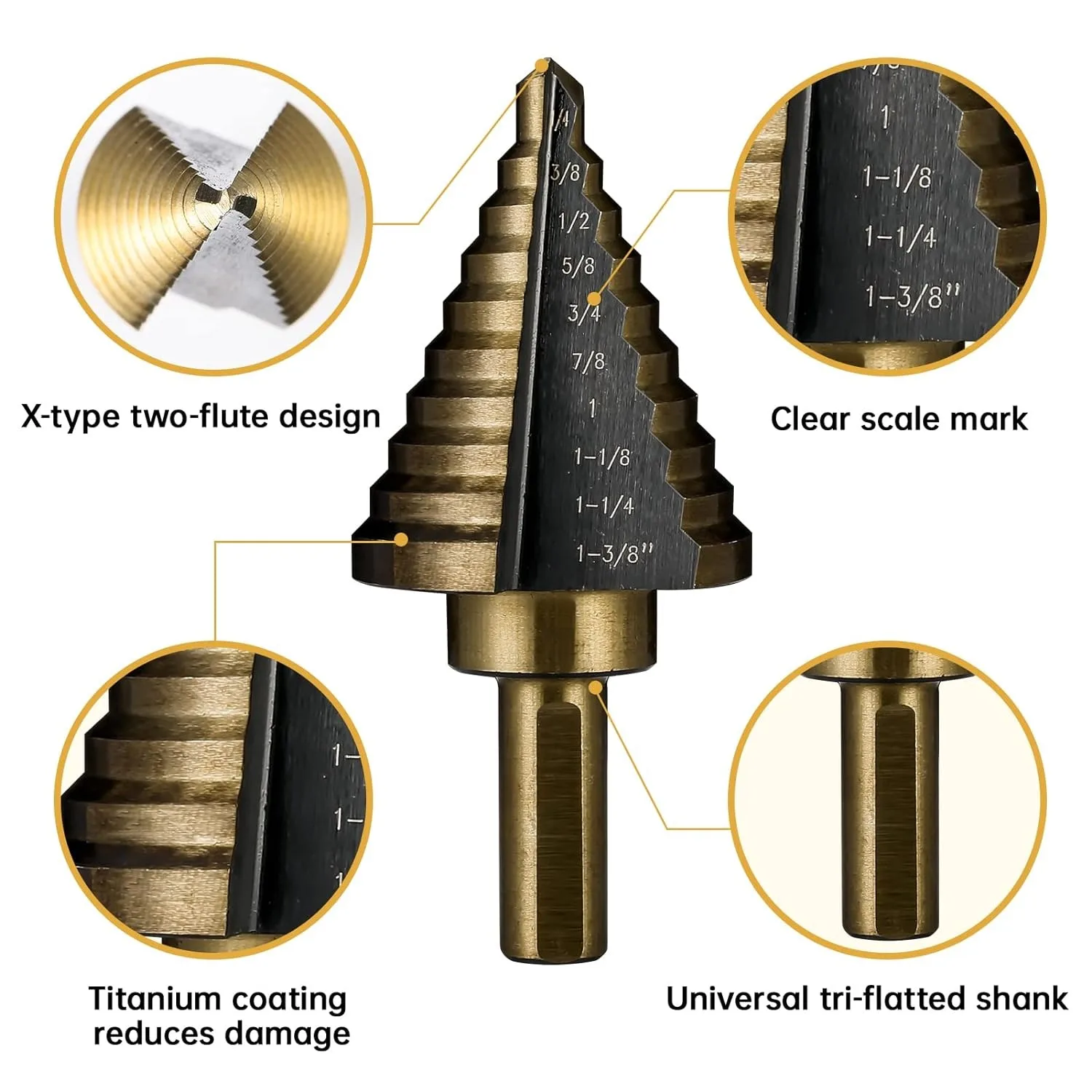 HSS 4241 Cobalt Multiple Hole 50 Sizes Step Drill Set Tools Aluminum Case Metal Drilling Tool for Metal Wood Step Cone Drill Bit