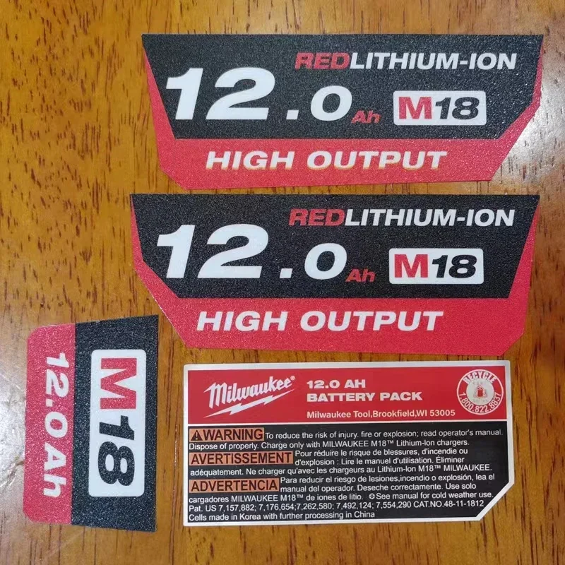 Battery Case button Stickers Power Tools 18Volt Electric 18650 Cell Decals 18V M18 Lithium 4.0  5.0 6.0 AH Extended Capacity