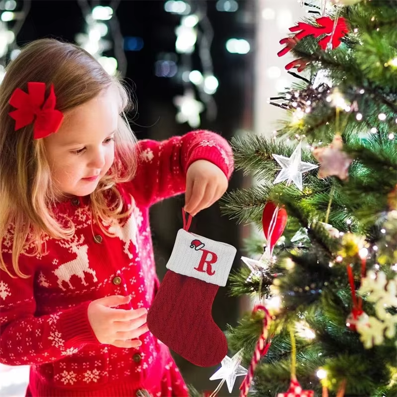Christmas Alphabet Knitting Socks Christmas Tree Ornaments Christmas Decorations For Home 2024 Noel New Year 2025 Xmas Gift