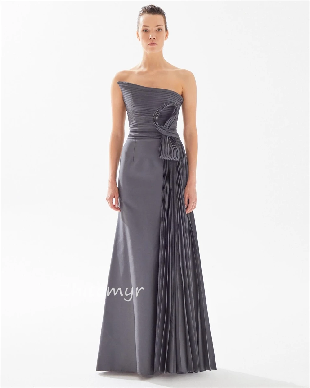 Personalizado clássico estilo moderno formal noite sem alças a linha pregas vestidos de ocasião sob medida