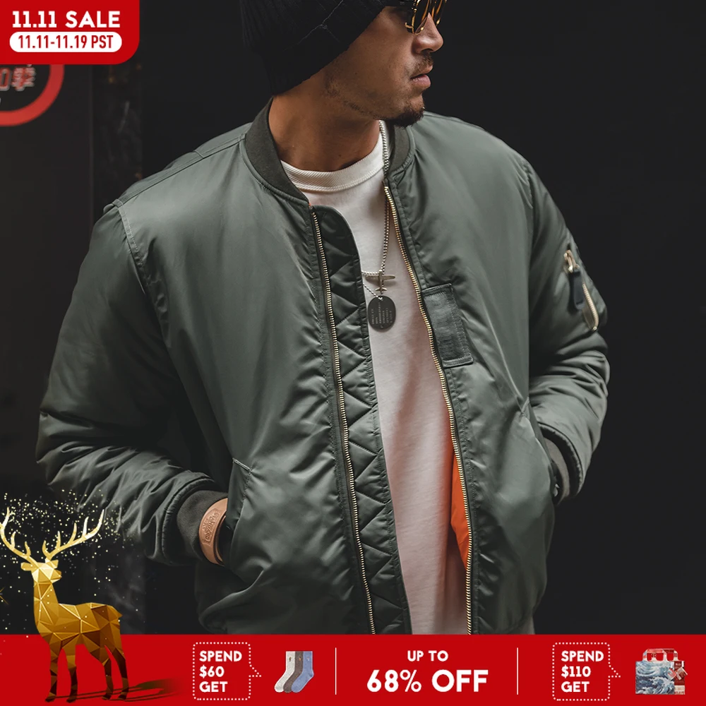 Maden MA1 pilote coton veste épaissie veste de Baseball chaud rembourrage vol manteau hiver marque vêtements pour hommes vert