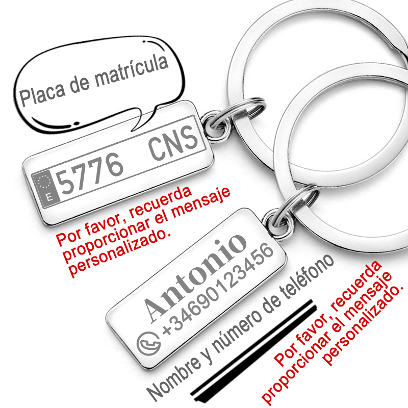 Llaveros personalizados, llavero con placa de número de coche personalizado, dijes para hombres, mujeres, pareja, amante, regalo, llavero de Metal, soporte de anillo P009