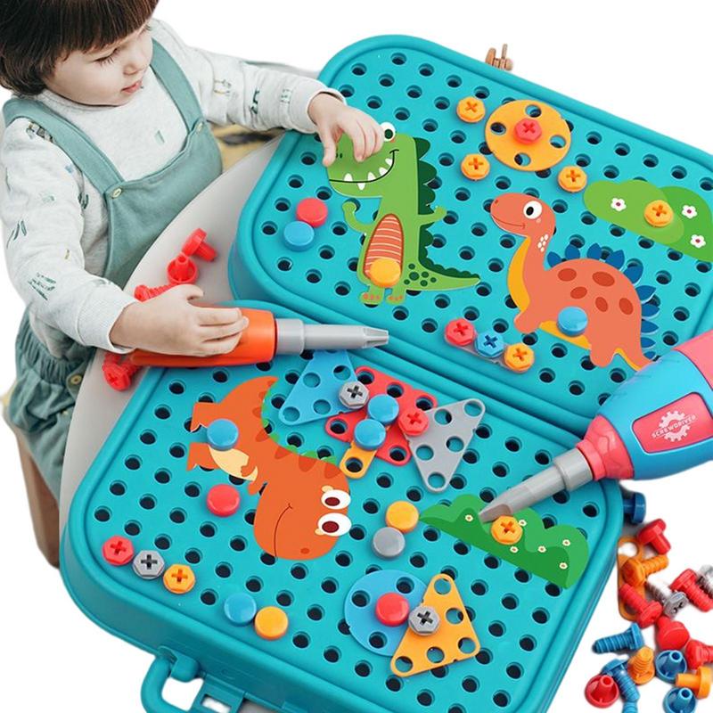 351 sztuk/211 sztuk dzieci narzędzie do majsterkowania zestaw zabawek wiertarka elektryczna nakrętki śrubowe Puzzle 3D zabawki udawaj zagraj w zestawy narzędzi 2D/3D zabawki edukacyjne