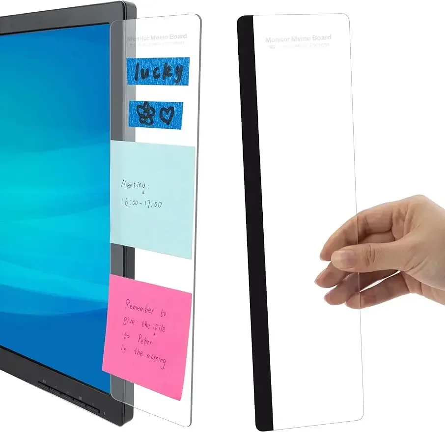 Computador Sticky Note Holder para Homens e Mulheres, Acessórios de Mesa, Monitor Memo Board, Message Board Supplies, 1Pc